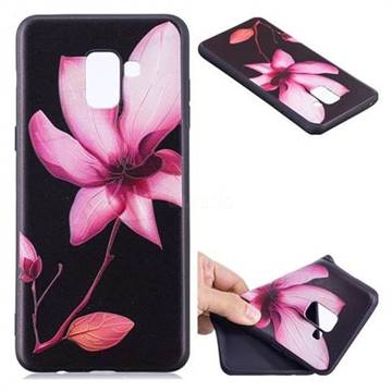 Lotus Flower 3D Embossed Relief Black Soft Back Cover for Samsung Galaxy A8+ (2018)