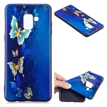 Golden Butterflies 3D Embossed Relief Black Soft Back Cover for Samsung Galaxy A8+ (2018)
