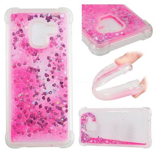 Dynamic Liquid Glitter Sand Quicksand TPU Case for Samsung Galaxy A8+ (2018) - Pink Love Heart