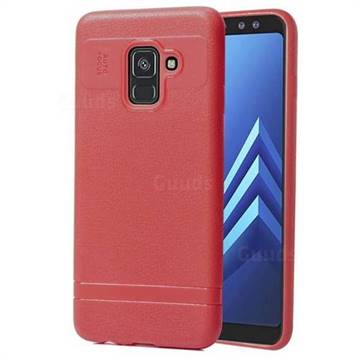 Litchi Grain Silicon Soft Phone Case for Samsung Galaxy A8+ (2018) - Red