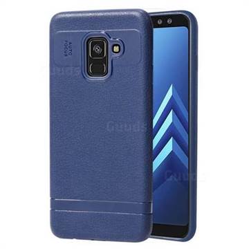 Litchi Grain Silicon Soft Phone Case for Samsung Galaxy A8+ (2018) - Blue