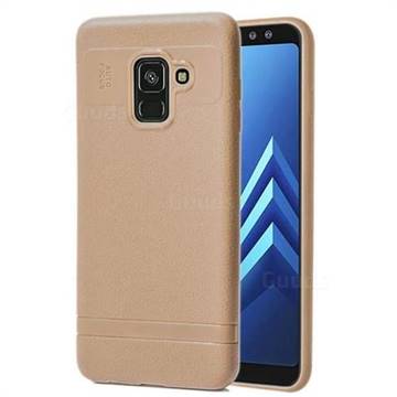 Litchi Grain Silicon Soft Phone Case for Samsung Galaxy A8+ (2018) - Beige