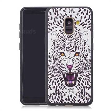 Snow Leopard 3D Embossed Relief Black Soft Back Cover for Samsung Galaxy A8+ (2018)