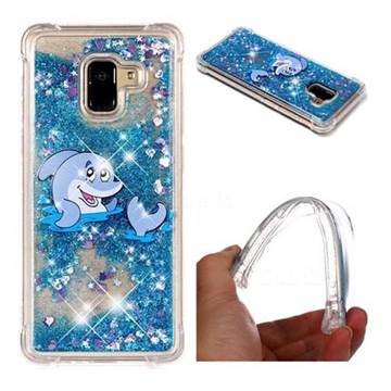 Happy Dolphin Dynamic Liquid Glitter Sand Quicksand Star TPU Case for Samsung Galaxy A8+ (2018)