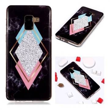 Black Diamond Soft TPU Marble Pattern Phone Case for Samsung Galaxy A8+ (2018)