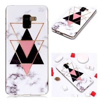 Inverted Triangle Black Soft TPU Marble Pattern Phone Case for Samsung Galaxy A8+ (2018)