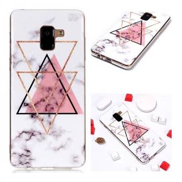 Inverted Triangle Powder Soft TPU Marble Pattern Phone Case for Samsung Galaxy A8+ (2018)