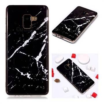 Black Rough white Soft TPU Marble Pattern Phone Case for Samsung Galaxy A8+ (2018)