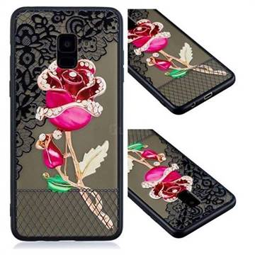 Rose Lace Diamond Flower Soft TPU Back Cover for Samsung Galaxy A8+ (2018)