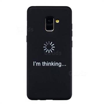 Thinking Stick Figure Matte Black TPU Phone Cover for Samsung Galaxy A8+ (2018)
