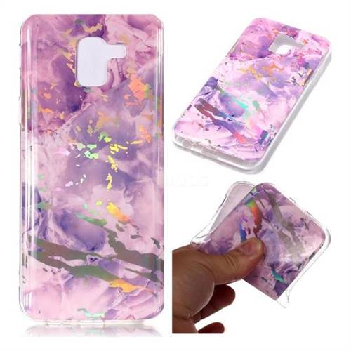 Purple Marble Pattern Bright Color Laser Soft TPU Case for Samsung Galaxy A8+ (2018)