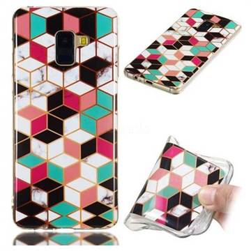 Three-dimensional Square Soft TPU Marble Pattern Phone Case for Samsung Galaxy A8+ (2018)