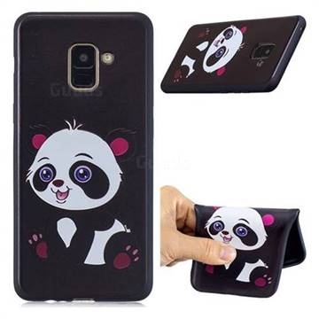 Cute Pink Panda 3D Embossed Relief Black Soft Phone Back Cover for Samsung Galaxy A8+ (2018)