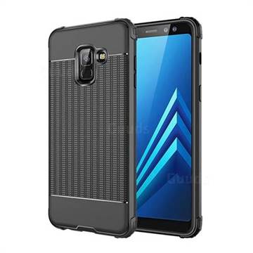 Luxury Shockproof Rubik Cube Texture Silicone TPU Back Cover for Samsung Galaxy A8+ (2018) - Black