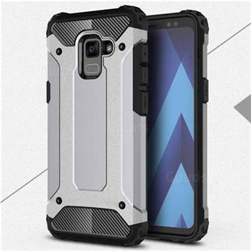 King Kong Armor Premium Shockproof Dual Layer Rugged Hard Cover for Samsung Galaxy A8+ (2018) - Silver Grey