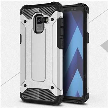 King Kong Armor Premium Shockproof Dual Layer Rugged Hard Cover for Samsung Galaxy A8+ (2018) - Technology Silver