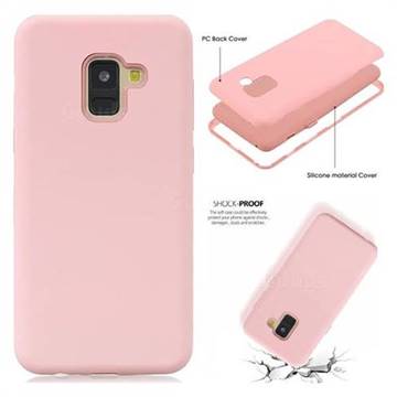 Matte PC + Silicone Shockproof Phone Back Cover Case for Samsung Galaxy A8+ (2018) - Pink