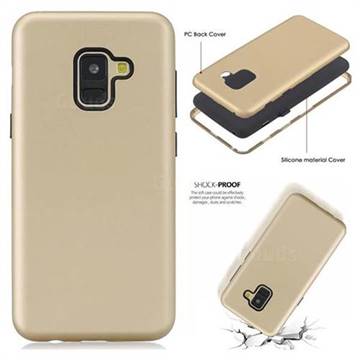 Matte PC + Silicone Shockproof Phone Back Cover Case for Samsung Galaxy A8+ (2018) - Goldden