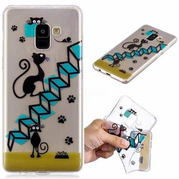 Stair Cat Super Clear Soft TPU Back Cover for Samsung Galaxy A8+ (2018)