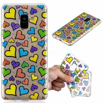 Colored Heart Super Clear Soft TPU Back Cover for Samsung Galaxy A8+ (2018)