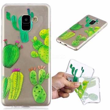 Green Cactus Super Clear Soft TPU Back Cover for Samsung Galaxy A8+ (2018)