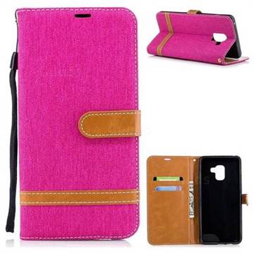 Jeans Cowboy Denim Leather Wallet Case for Samsung Galaxy A8+ (2018) - Rose