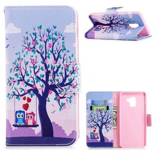 Tree and Owls Leather Wallet Case for Samsung Galaxy A8+ (2018)