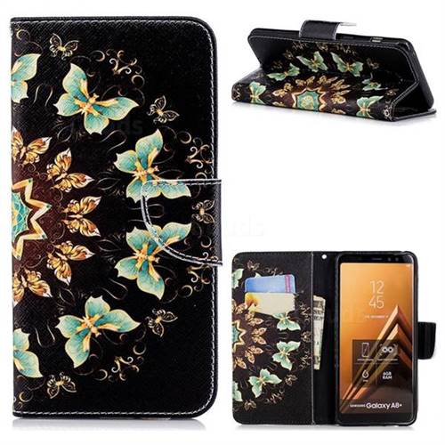 Circle Butterflies Leather Wallet Case for Samsung Galaxy A8+ (2018)