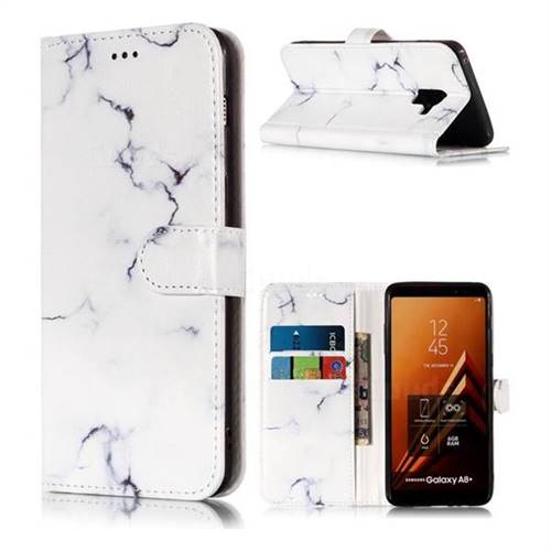 Soft White Marble PU Leather Wallet Case for Samsung Galaxy A8+ (2018)