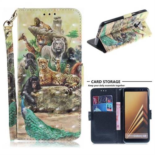 Beast Zoo 3D Painted Leather Wallet Phone Case for Samsung Galaxy A8+ (2018)
