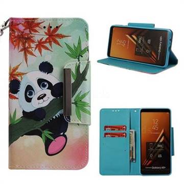 Bamboo Panda Big Metal Buckle PU Leather Wallet Phone Case for Samsung Galaxy A8+ (2018)