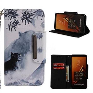 Target Tiger Big Metal Buckle PU Leather Wallet Phone Case for Samsung Galaxy A8+ (2018)