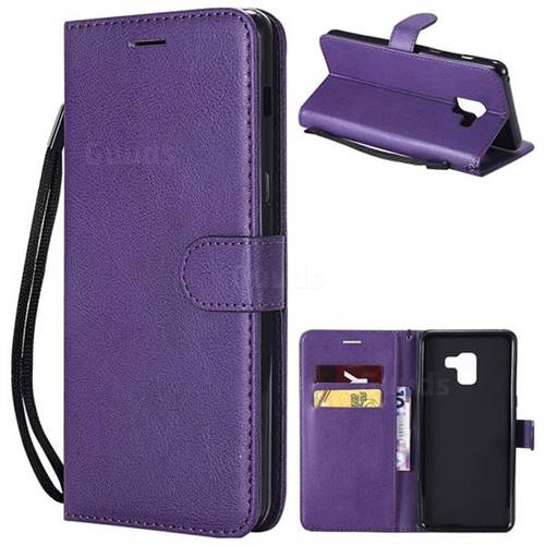 Retro Greek Classic Smooth PU Leather Wallet Phone Case for Samsung Galaxy A8+ (2018) - Purple