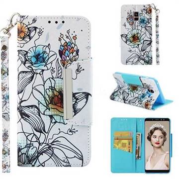 Fotus Flower Big Metal Buckle PU Leather Wallet Phone Case for Samsung Galaxy A8+ (2018)
