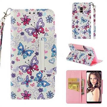 Colored Butterfly Big Metal Buckle PU Leather Wallet Phone Case for Samsung Galaxy A8+ (2018)