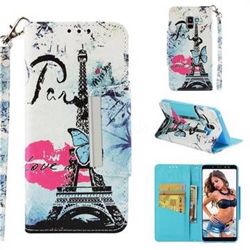 Lip Tower Big Metal Buckle PU Leather Wallet Phone Case for Samsung Galaxy A8+ (2018)