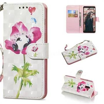 Flower Panda 3D Painted Leather Wallet Phone Case for Samsung Galaxy A8+ (2018)