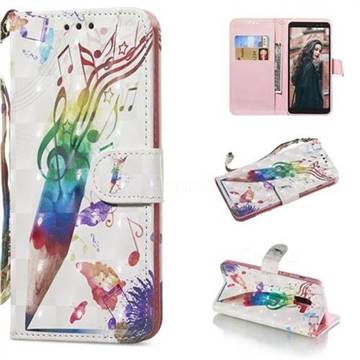 Music Pen 3D Painted Leather Wallet Phone Case for Samsung Galaxy A8+ (2018)