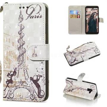 Tower Couple 3D Painted Leather Wallet Phone Case for Samsung Galaxy A8+ (2018)
