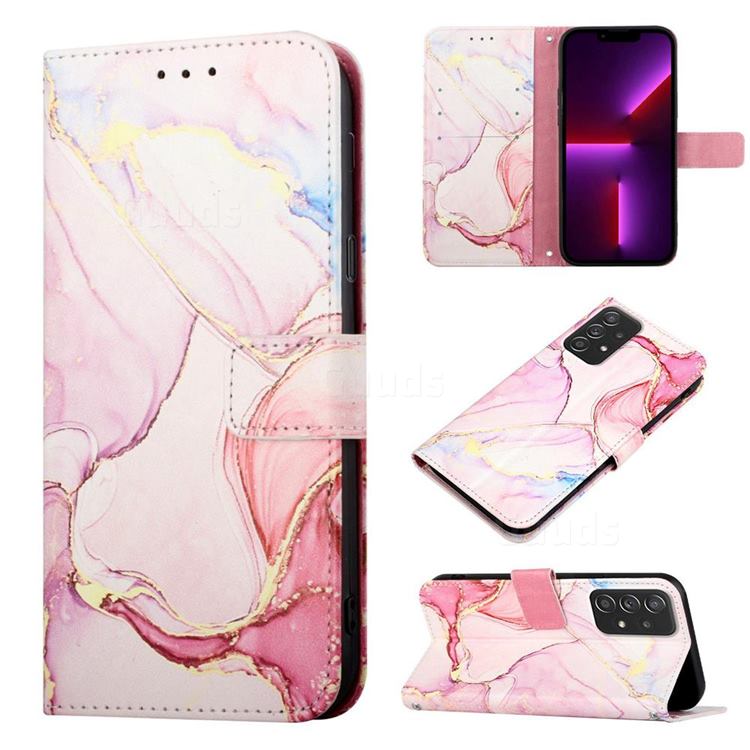 Rose Gold Marble Leather Wallet Protective Case for Samsung Galaxy A73 5G