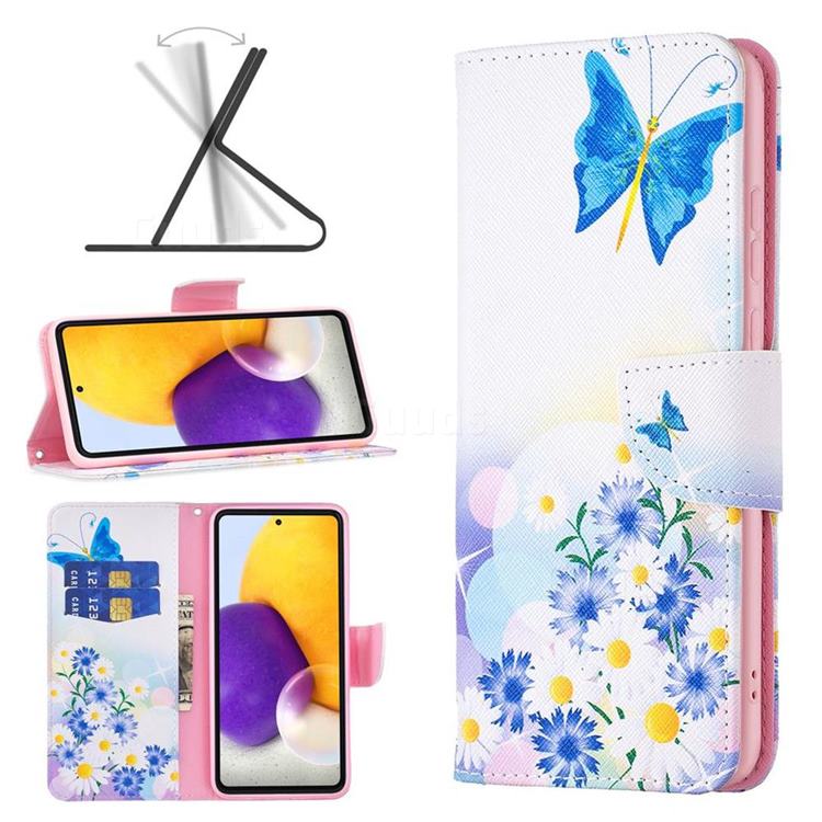Butterflies Flowers Leather Wallet Case for Samsung Galaxy A73 5G