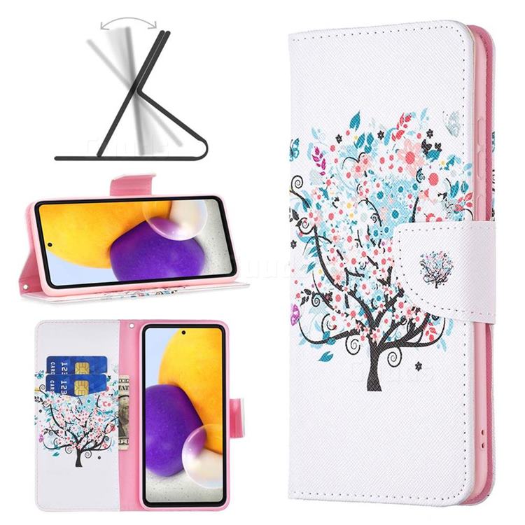 Colorful Tree Leather Wallet Case for Samsung Galaxy A73 5G