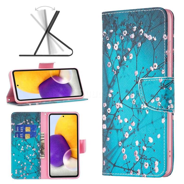 Blue Plum Leather Wallet Case for Samsung Galaxy A73 5G