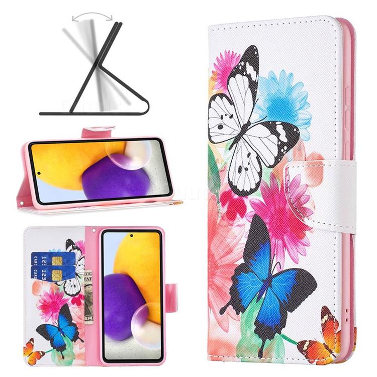 Vivid Flying Butterflies Leather Wallet Case for Samsung Galaxy A73 5G