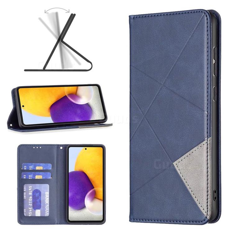 Prismatic Slim Magnetic Sucking Stitching Wallet Flip Cover for Samsung Galaxy A73 5G - Blue