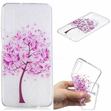 Pink Butterfly Tree Super Clear Soft TPU Back Cover for Samsung Galaxy A7 (2018)