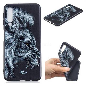 Lion 3D Embossed Relief Black TPU Cell Phone Back Cover for Samsung Galaxy A7 (2018)
