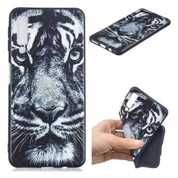 White Tiger 3D Embossed Relief Black TPU Cell Phone Back Cover for Samsung Galaxy A7 (2018)