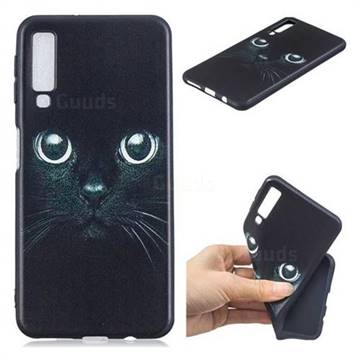 Bearded Feline 3D Embossed Relief Black TPU Cell Phone Back Cover for Samsung Galaxy A7 (2018)