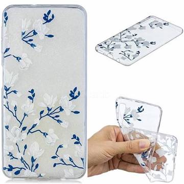 Magnolia Flower Clear Varnish Soft Phone Back Cover for Samsung Galaxy A7 (2018)